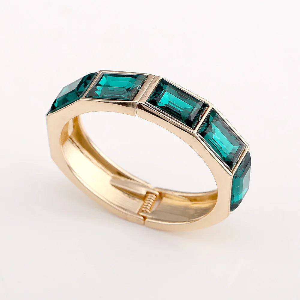 Green Geometric Enamel Cuff Bracelet