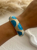 Punk Blue White Dripping Oil Enamel Cuff Bracelet