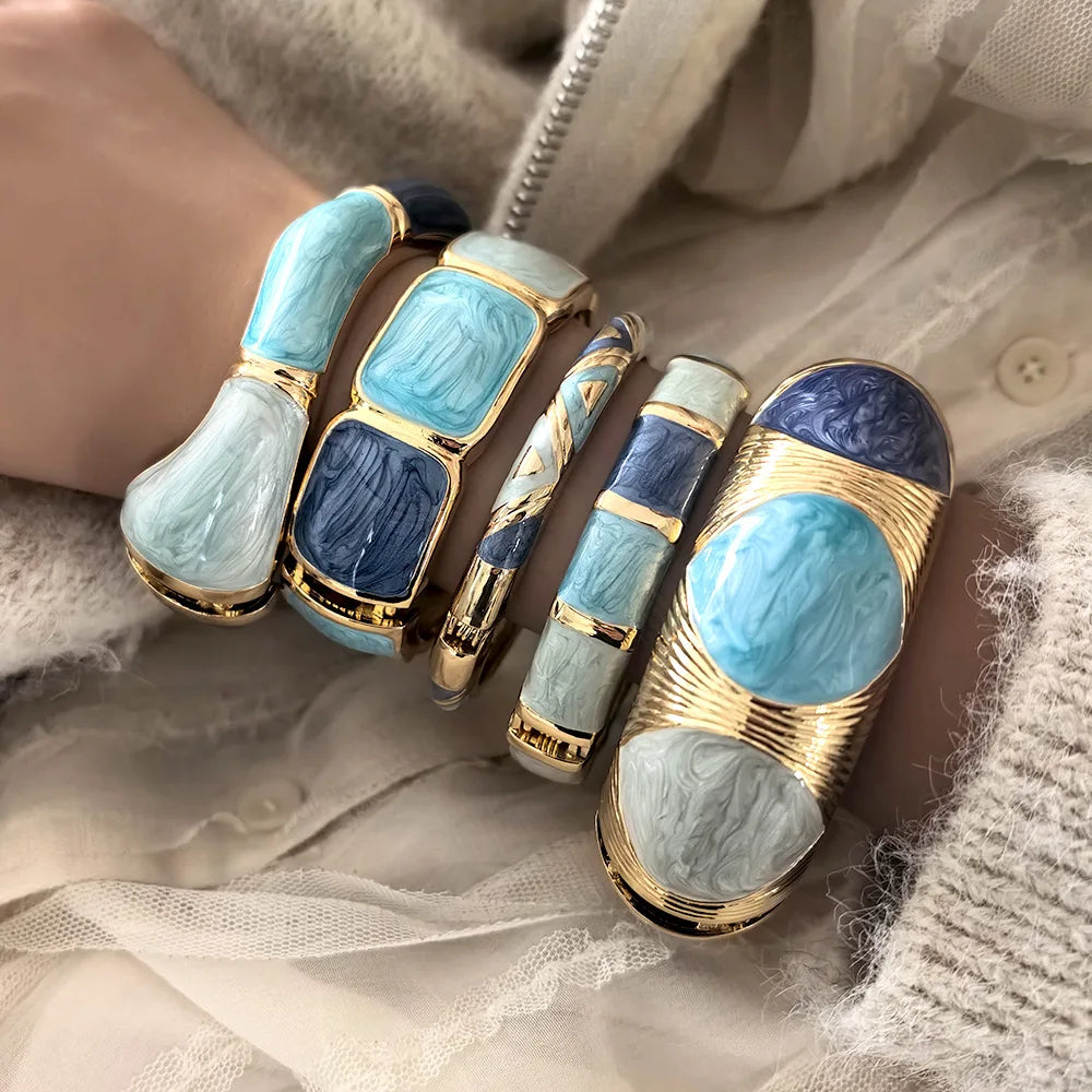 Punk Gold Enamel Cuff Bracelet