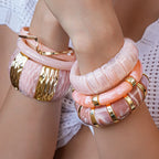 Pink Acrylic Resin Geometric Bracelet
