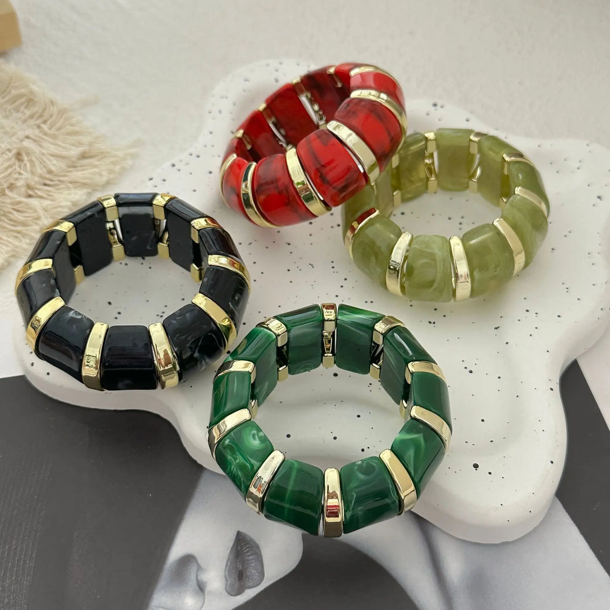 Vintage Punk Marble Texture Resin Bracelet