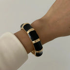 Bohemian Black White Enamel Cuff Bracelet