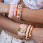 Pink Acrylic Resin Geometric Bracelet