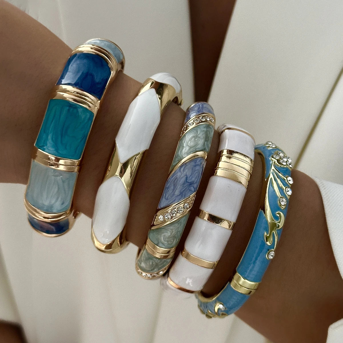 Floral Rhinestone Punk Cuff Bracelet