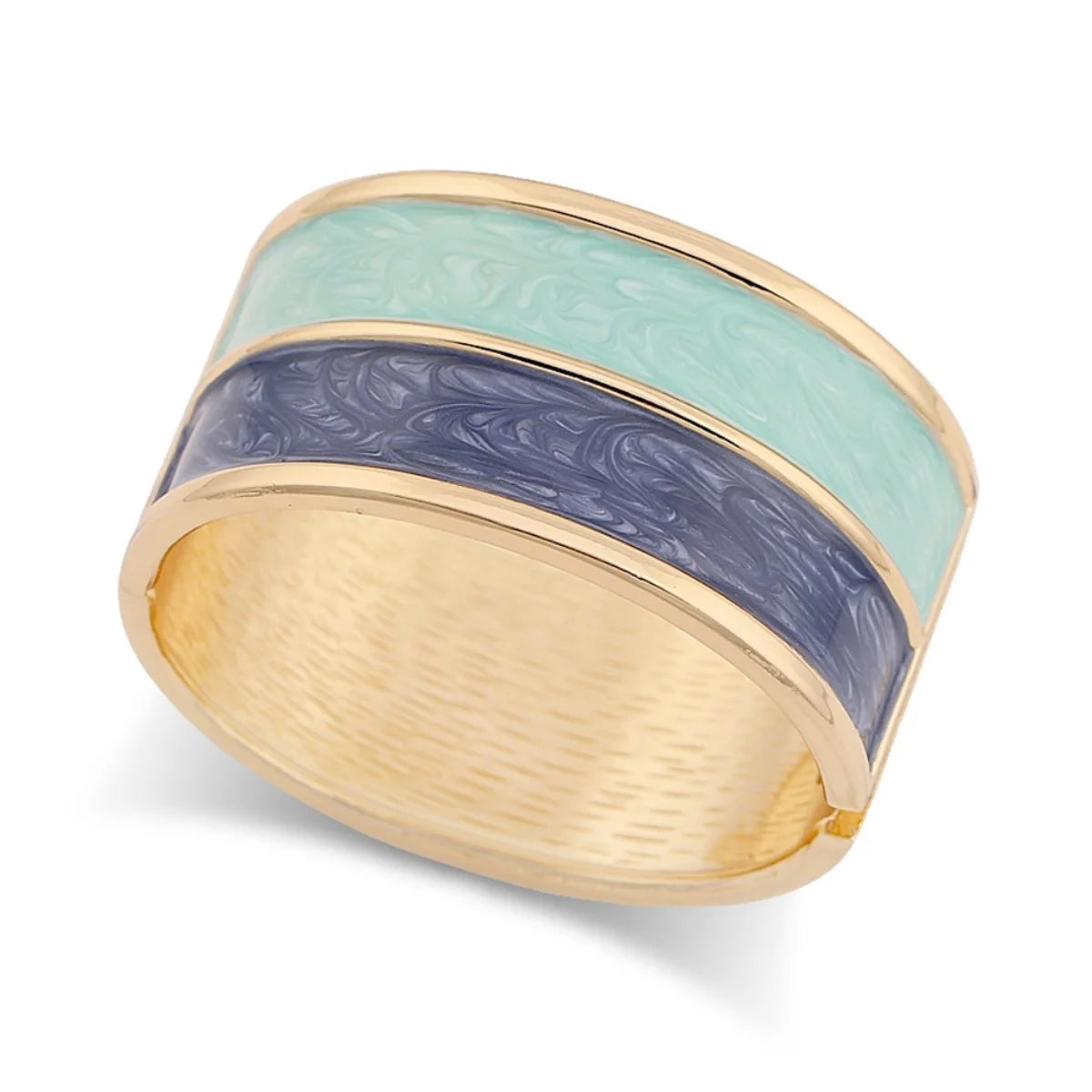 Punk Blue Green Enamel Cuff Bracelet