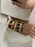 Bohemian Black White Enamel Cuff Bracelet