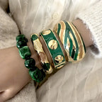 Hip Hop Green Dripping Oil Enamel Cuff Bracelet